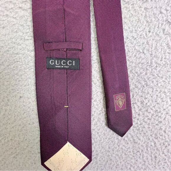 GUCCI MENS SILK TIE WINE COLOR - Picture 3 of 6